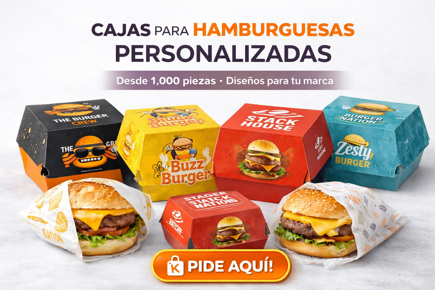 Caja para Hamburgesa Individual Personalizada